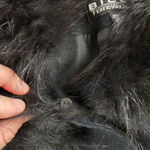 American Vintage 80s Vintage Black Removable Fur Trim Wool Mob Wife Made in USA Jacket Size 10 Photo 5