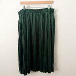 Roolee  | Dark Green Velvet Accordion Pleat Midi Skirt Pleated Elastic | Size XXL Photo 4