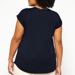 Full Moon Maternity Reece Mixed Material Top Navy Copper Dot 2X NWT StitchFix Blue Size undefined Photo 1