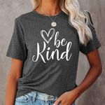 "BE KIND" GRAPHIC HEATHER GRAY T Photo 3