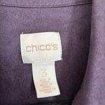 Size 3 Deep Purple Faux Suede Hidden Button Down Shirt Chicos Size XL Photo 4