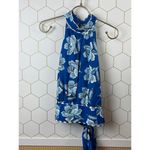 Maeve by Anthropologie Linen Blend Blue Floral Alyssa Halter Top - Size - 14 Photo 7