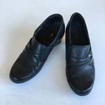 Clarks Black Leather Cloud 2" Heels Womens Size 6M Slip On Shoes Photo 2