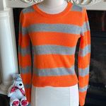 Aeropostale  Sweater Orange Silver Stripe Lightweight Womens Small Crewneck Photo 0