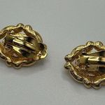 Vintage Gold Framed Pearl and Rhinestone Costume Earrings Large Statement Glam Photo 2