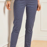 Talbots  New Chatham Stretch Ankle Pants Geo Flower Navy Blue Size 16 Photo 0