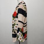 Valerie Stevens  Blush & Navy Floral Striped Bell Sleeve Blouse Size Small Photo 3
