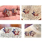 Patriotic Star Earrings Crystals Posts July 4th, Veterans Memorial Labor… Red Photo 8