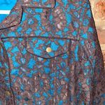 Fiona Woof Metallic Brown Blue Lace Blazer Jacket Women's Size 6 Photo 2