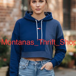 Tommy Hilfiger  womens size small Navy Blue Color Block Cropped fleece Hoodie Photo 0