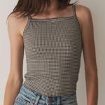 NWT DÔEN Angie Straight Neck Tank | Sz Medium | Noir La Maddalena Gingham Black Photo 1