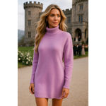 Ann Taylor  100% Cashmere Sweater Dress Turtleneck Lilac Elegant Winter Parisian Photo 1