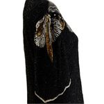 Laurence Kazar Black Beaded & Sequin Top | Silver & Gold Detail | Size M Photo 7