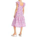 Love Shack Fancy Womens Harlyn Purple Floral Pleated Tiered Midi Dress 2 Photo 1