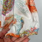 Esprit  Multicolored Ruffle Collar Paisley Boho Flowy Button‎ Up Blouse Photo 4