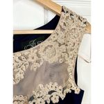 Alex Evenings Navy Blue Crepe Side Ruched Dress Sweetheart Lace Illusion Sz 10 Photo 5