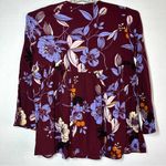 Free People Bella Printed Floral Top S Wine Combo Maroon Bell Sleeves Rayon Photo 3
