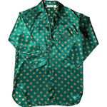 Victoria's Secret Vintage  Emerald Green Floral Print Satin Pajama Dress‎ Small Photo 0