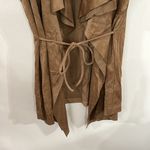 Katherine Barclay  tan faux leather belted cascading vest size S Photo 3