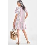 Style & Co Style & Co. Womens Split Neck Tassel Short Sleeve Tiered Dress Multicolor Small Photo 3