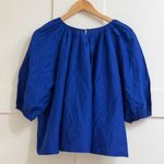 Madewell Shirred Puff Sleeve Top Cotton Silk Voile in Bright Sapphire Size Large Photo 11