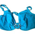 Profile turquoise underwire bikini top with silver medallion center adjustable s Blue Size undefined Photo 0