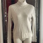 Apt. 9  Womens Turtleneck Sweater Ribbed Off White Stretch Soft Buttons Sz L Photo 0