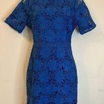 Just Me  Hemline Indigo Denim Blue Lace Dress Short Sleeve Keyhole Back Sz S NWT Photo 0