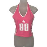 SheIn Pink and White Halter Top with Star and Number Graphic Size Medium Photo 1