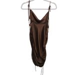 Miss Lola  Shoulder Tie Cowl Neck Mini Dress XS Brown Photo 3