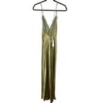 Reformation NWT  Maysen Silk Formal Maxi Dress Olive Oil Green Photo 7