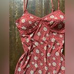 No Bo Peach Color Daisy Print Mesh Mini Spaghetti Strap Dress Size LG Photo 7