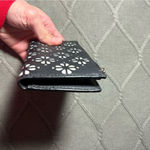 Kate Spade VTG Card Holder Wallet Pattern Floral Black White Hippie Boho Small Photo 3