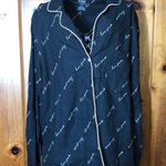 PINK - Victoria's Secret PINK Victoria’s Secret FLANNEL SLEEP black SHIRT medium pajama top sleep wear​ Photo 0