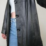 Preston & York Vintage 90s Black Leather Blazer Trench Coat - Genuine Lamb Skin Photo 7