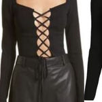 Alice + Olivia Hilaria Lace Up Top Black Sexy Cropped Y2K Photo 0