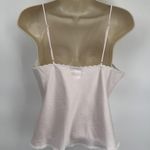 Vintage 80s Sara Beth Satin Cami Top Small Pink White Lace Embroidered Beaded Photo 4