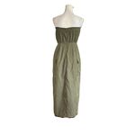 Womens Olive Green Drawstring Tube Dress Size S Cargo Pockets Back Slit Grunge Photo 3