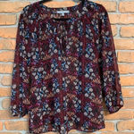 Daniel Rainn  Anthropologie Floral‎ Print Boho Sheer Long Sleeve Blouse Black - M Photo 0