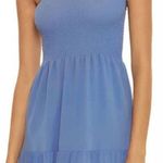 Becca  Swim Mist Blue Ponza Smocked One Shoulder Dress Sz L NWT Photo 7