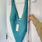 Eberjay NWT Eberjey Vivian textured pique deep V swimsuit ocean blue Large Photo 6