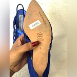 Vintage VIA SPIGA; 80s cobalt blue sling back kitten heels Size 6 Photo 4