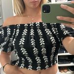 Elan  Black and White Patterned Crop Top Photo 0