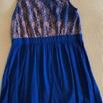 Charming Charlie  mini blue dress with lilac overlay on top size L new Photo 1