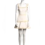 Alexis Fabiana Tweed Cream Beige Mini Dress Medium Photo 3