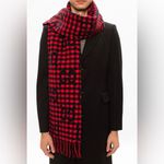 Gucci  644365 Red Blue Wool Jacquard Check GG Diamcheck Logo UNISEX Fringe Scarf Photo 8