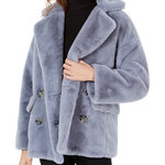 Free People Faux Fur Double Breasted Grey Coat Size M Photo 0