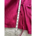 Van Heusen  Cotton Tie Front Knit Short Sleeve Ruffle Trim Raspberry Sweater Sz S Photo 4