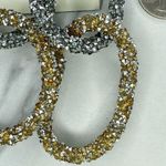 Liz Vivo Chunky Textured Rhinestone Hoop Stud Post Pierced Earrings Silver Photo 3