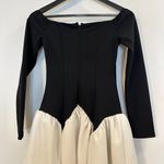 Anthropologie AWAYLEE Drop Waist Off The Shoulder Mini Dress in Black & White Size Small Photo 10